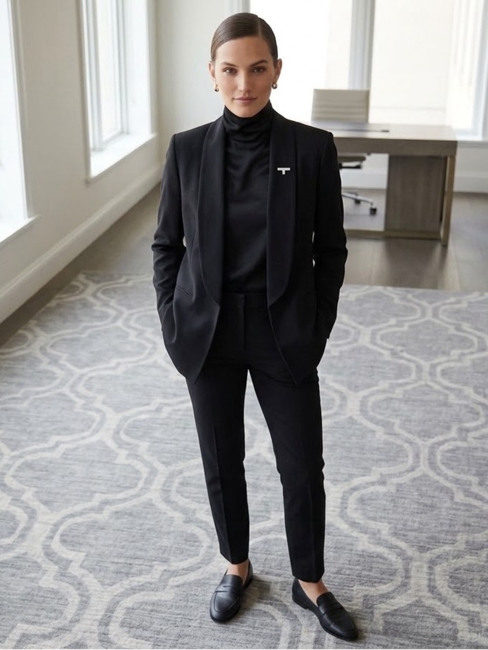 Rebecca Minkoff womens 2 black designer open front blazer lined silk suit jacket